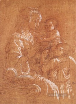  Angels Oil Painting - Madonna With The Child And Two Angels drawing Renaissance Filippo Lippi